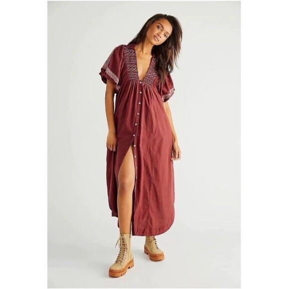 NWOT Free People Samantha Shirtdress in Double Dare Size XS - Picture 1 of 11